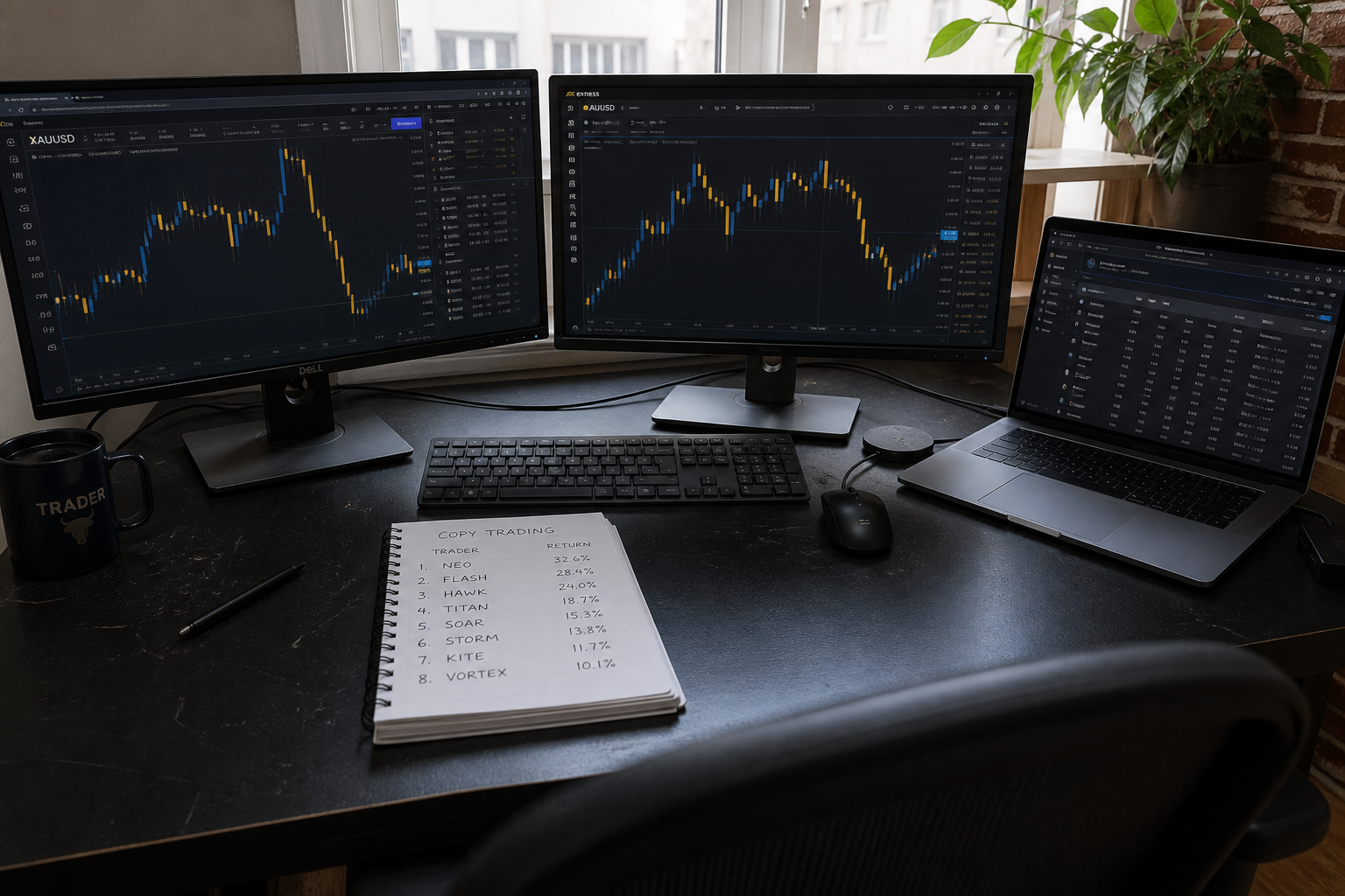 Trading screens used for copy trading