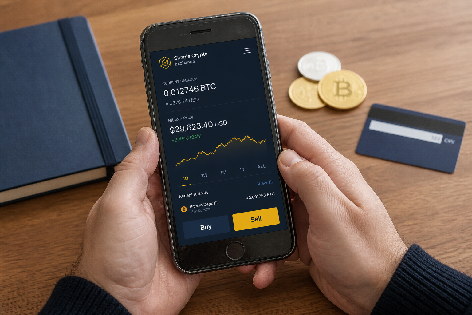 Buying and selling digital assets on a phone